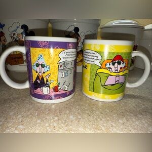 2 Vintage gourmet gifts Hallmark Cartoon MAXINE Mugs purple and yellow